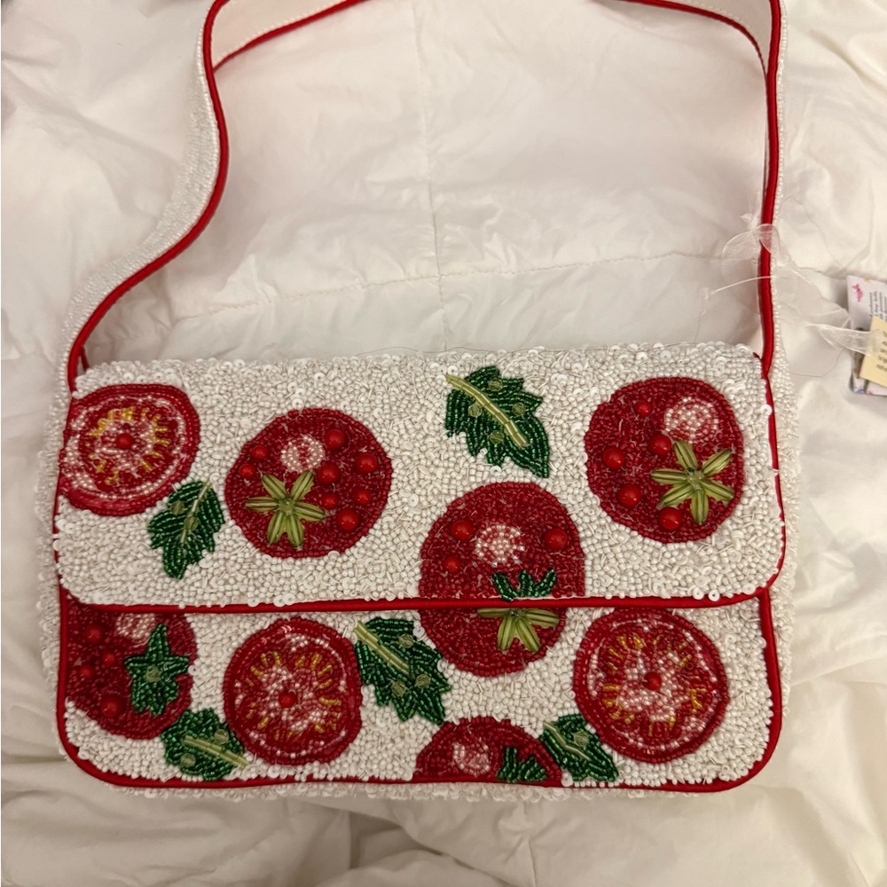 Viral TikTok Tomato Beaded Bag by Made in India Red and White Shoulder Bag